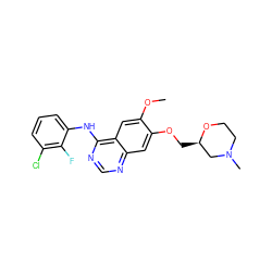 COc1cc2c(Nc3cccc(Cl)c3F)ncnc2cc1OC[C@@H]1CN(C)CCO1 ZINC000114821936