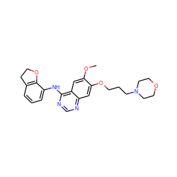 COc1cc2c(Nc3cccc4c3OCC4)ncnc2cc1OCCCN1CCOCC1 ZINC000013559416