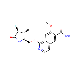 COc1cc2c(OC[C@H]3NC(=O)[C@@H](F)[C@H]3C)nccc2cc1C(N)=O ZINC000914431315