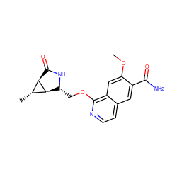 COc1cc2c(OC[C@H]3NC(=O)[C@@H]4[C@@H](C)[C@H]34)nccc2cc1C(N)=O ZINC001772654166