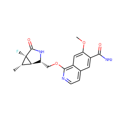 COc1cc2c(OC[C@H]3NC(=O)[C@]4(F)[C@@H](C)[C@H]34)nccc2cc1C(N)=O ZINC001772617026