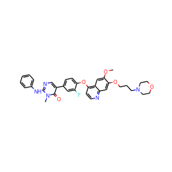 COc1cc2c(Oc3ccc(-c4cnc(Nc5ccccc5)n(C)c4=O)cc3F)ccnc2cc1OCCCN1CCOCC1 ZINC000096270750