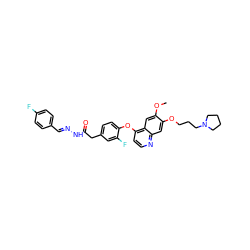 COc1cc2c(Oc3ccc(CC(=O)N/N=C/c4ccc(F)cc4)cc3F)ccnc2cc1OCCCN1CCCC1 ZINC000299820805