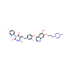 COc1cc2c(Oc3ccc(N/C=C4\C(=O)NC(=O)N(c5ccc(F)cc5F)C4=O)cc3F)ccnc2cc1OCCCN1CCN(C)CC1 ZINC000150604214