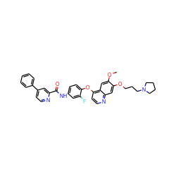 COc1cc2c(Oc3ccc(NC(=O)c4cc(-c5ccccc5)ccn4)cc3F)ccnc2cc1OCCCN1CCCC1 ZINC000096285105