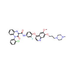 COc1cc2c(Oc3ccc(NC(=O)c4nc5ccccc5n(-c5ccccc5Cl)c4=O)cc3F)ccnc2cc1OCCCN1CCN(C)CC1 ZINC001772655206