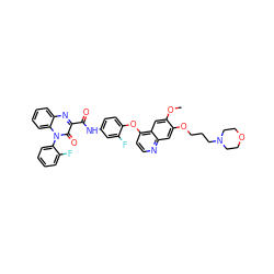 COc1cc2c(Oc3ccc(NC(=O)c4nc5ccccc5n(-c5ccccc5F)c4=O)cc3F)ccnc2cc1OCCCN1CCOCC1 ZINC001772606511