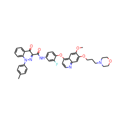 COc1cc2c(Oc3ccc(NC(=O)c4nn(-c5ccc(C)cc5)c5ccccc5c4=O)cc3F)ccnc2cc1OCCCN1CCOCC1 ZINC000096270744