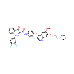 COc1cc2c(Oc3ccc(NC(=O)c4nn(-c5ccc(F)c(F)c5)c5ccccc5c4=O)cc3F)ccnc2cc1OCCCN1CCCC1 ZINC000096270755