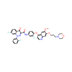 COc1cc2c(Oc3ccc(NC(=O)c4nn(-c5ccccc5F)c5cc(F)ccc5c4=O)cc3F)ccnc2cc1OCCCN1CCOCC1 ZINC000096270733