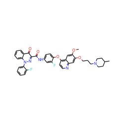 COc1cc2c(Oc3ccc(NC(=O)c4nn(-c5ccccc5F)c5ccccc5c4=O)cc3F)ccnc2cc1OCCCN1CCC(C)CC1 ZINC000096270761