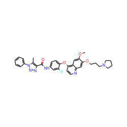 COc1cc2c(Oc3ccc(NC(=O)c4nnn(-c5ccccc5)c4C)cc3F)ccnc2cc1OCCCN1CCCC1 ZINC000222185916