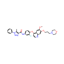 COc1cc2c(Oc3ccc(NC(=O)c4nnn(-c5ccccc5)c4C)cc3F)ccnc2cc1OCCCN1CCOCC1 ZINC000222186168