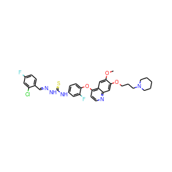 COc1cc2c(Oc3ccc(NC(=S)N/N=C/c4ccc(F)cc4Cl)cc3F)ccnc2cc1OCCCN1CCCCC1 ZINC000205422585