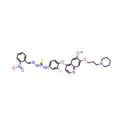 COc1cc2c(Oc3ccc(NC(=S)N/N=C/c4ccccc4[N+](=O)[O-])cc3F)ccnc2cc1OCCCN1CCCCC1 ZINC000096283528