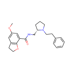 COc1cc2c(c(C(=O)NC[C@@H]3CCCN3CCc3ccccc3)c1)OCC2 ZINC000027557014