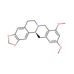 COc1cc2c(c(OC)c1)CN1CCc3cc4c(cc3[C@@H]1C2)OCO4 ZINC000084726861