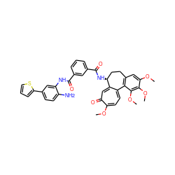 COc1cc2c(c(OC)c1OC)-c1ccc(OC)c(=O)cc1[C@@H](NC(=O)c1cccc(C(=O)Nc3cc(-c4cccs4)ccc3N)c1)CC2 ZINC000299854729