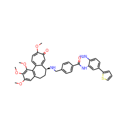 COc1cc2c(c(OC)c1OC)-c1ccc(OC)c(=O)cc1[C@@H](NCc1ccc(C(=O)Nc3cc(-c4cccs4)ccc3N)cc1)CC2 ZINC000299862994