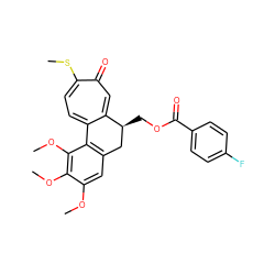 COc1cc2c(c(OC)c1OC)-c1ccc(SC)c(=O)cc1[C@@H](COC(=O)c1ccc(F)cc1)C2 ZINC000013825444