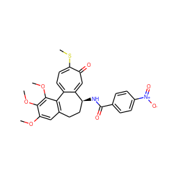 COc1cc2c(c(OC)c1OC)-c1ccc(SC)c(=O)cc1[C@@H](NC(=O)c1ccc([N+](=O)[O-])cc1)CC2 ZINC000001631514