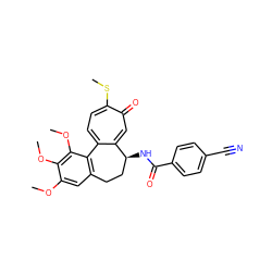 COc1cc2c(c(OC)c1OC)-c1ccc(SC)c(=O)cc1[C@@H](NC(=O)c1ccc(C#N)cc1)CC2 ZINC000001631515