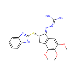 COc1cc2c(c(OC)c1OC)C[C@H](Sc1nc3ccccc3[nH]1)/C2=N/N=C(N)N ZINC000101277693