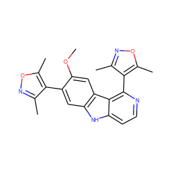 COc1cc2c(cc1-c1c(C)noc1C)[nH]c1ccnc(-c3c(C)noc3C)c12 ZINC000221176681