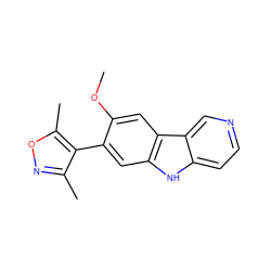 COc1cc2c(cc1-c1c(C)noc1C)[nH]c1ccncc12 ZINC000224928742