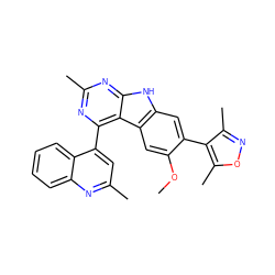 COc1cc2c(cc1-c1c(C)noc1C)[nH]c1nc(C)nc(-c3cc(C)nc4ccccc34)c12 ZINC000225378491