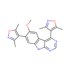 COc1cc2c(cc1-c1c(C)noc1C)[nH]c1ncnc(-c3c(C)noc3C)c12 ZINC000225372733