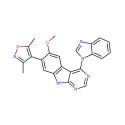 COc1cc2c(cc1-c1c(C)noc1C)[nH]c1ncnc(-n3cnc4ccccc43)c12 ZINC000225374543