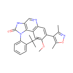 COc1cc2c(cc1-c1c(C)noc1C)ncc1[nH]c(=O)n(-c3ccccc3C(C)(C)C)c12 ZINC000084619502