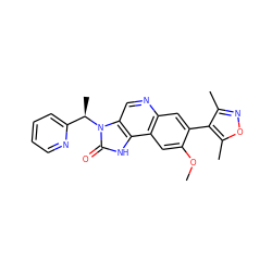 COc1cc2c(cc1-c1c(C)noc1C)ncc1c2[nH]c(=O)n1[C@H](C)c1ccccn1 ZINC000096285473