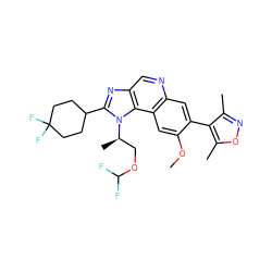 COc1cc2c(cc1-c1c(C)noc1C)ncc1nc(C3CCC(F)(F)CC3)n([C@H](C)COC(F)F)c12 ZINC001772584384