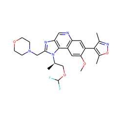 COc1cc2c(cc1-c1c(C)noc1C)ncc1nc(CN3CCOCC3)n([C@H](C)COC(F)F)c12 ZINC001772653717