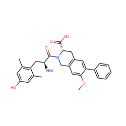 COc1cc2c(cc1-c1ccccc1)C[C@@H](C(=O)O)N(C(=O)[C@@H](N)Cc1c(C)cc(O)cc1C)C2 ZINC000029462611