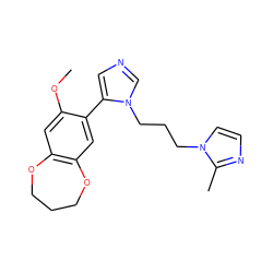 COc1cc2c(cc1-c1cncn1CCCn1ccnc1C)OCCCO2 ZINC000019720037