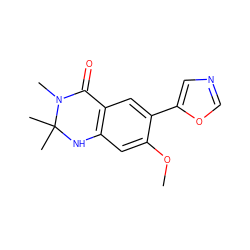 COc1cc2c(cc1-c1cnco1)C(=O)N(C)C(C)(C)N2 ZINC000003942438