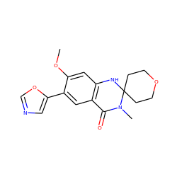 COc1cc2c(cc1-c1cnco1)C(=O)N(C)C1(CCOCC1)N2 ZINC000028529808