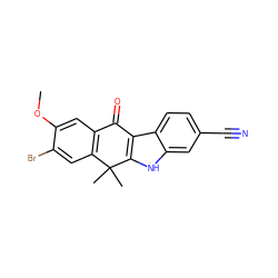 COc1cc2c(cc1Br)C(C)(C)c1[nH]c3cc(C#N)ccc3c1C2=O ZINC000114800705