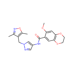 COc1cc2c(cc1C(=O)Nc1cnn(Cc3c(C)noc3C)c1)OCCO2 ZINC000115731178