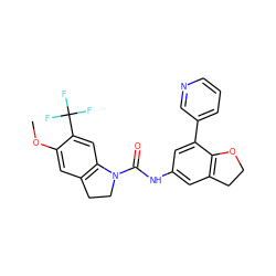 COc1cc2c(cc1C(F)(F)F)N(C(=O)Nc1cc3c(c(-c4cccnc4)c1)OCC3)CC2 ZINC000013806173