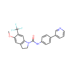 COc1cc2c(cc1C(F)(F)F)N(C(=O)Nc1ccc(-c3cccnc3)cc1)CC2 ZINC000013806144