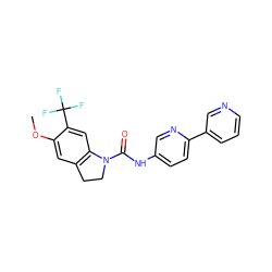 COc1cc2c(cc1C(F)(F)F)N(C(=O)Nc1ccc(-c3cccnc3)nc1)CC2 ZINC000013806123