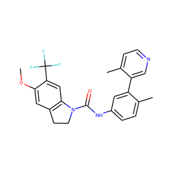 COc1cc2c(cc1C(F)(F)F)N(C(=O)Nc1ccc(C)c(-c3cnccc3C)c1)CC2 ZINC000013806140