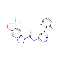 COc1cc2c(cc1C(F)(F)F)N(C(=O)Nc1cncc(-c3c(F)cccc3F)c1)CC2 ZINC000013806111