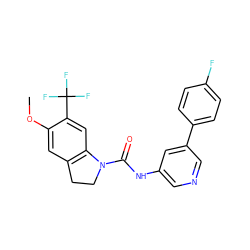 COc1cc2c(cc1C(F)(F)F)N(C(=O)Nc1cncc(-c3ccc(F)cc3)c1)CC2 ZINC000013806107