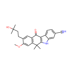 COc1cc2c(cc1CCC(C)(C)O)C(=O)c1c([nH]c3cc(C#N)ccc13)C2(C)C ZINC000114800808