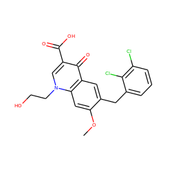 COc1cc2c(cc1Cc1cccc(Cl)c1Cl)c(=O)c(C(=O)O)cn2CCO ZINC000038652881